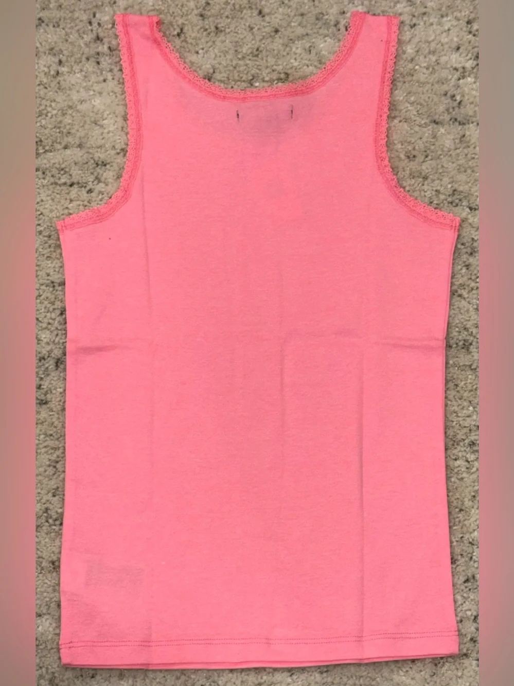 NWT GapKids Girls Pink Lace Trim Tank Top XL 12 Sleeveless Cotton Blend Shirt